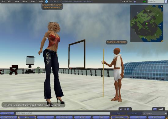 Second Life, the 3-D onlin, virtual space, cyber navigation, The Salt Satyagraha, social interactivity 