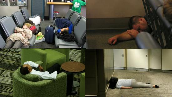 Collage of people asleep