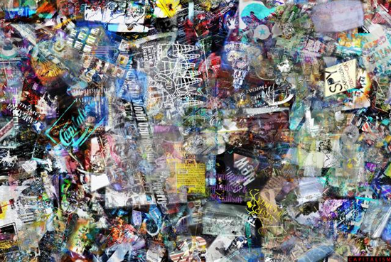 After collecting images for 90 minutes, a software program fixes a random sampling of that data set into a collage.