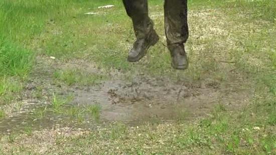 Roland Wegerer, Austria. Jumping into a puddle.