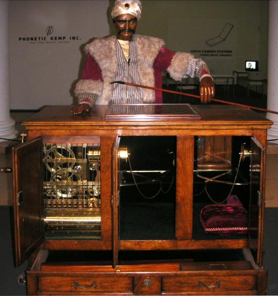 reconstruction of the Turk, the a chess-playing automaton designed by Kempelen, from Wikipedia