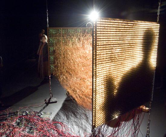 An electronic camera obscura and media-archaeological, interactive sculpture.