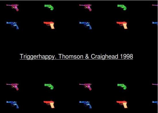 Triggerhappy is work that explores the relationship between hyper-text, author and reader