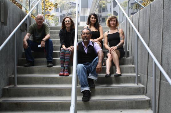 The team which developed the TBT. Back, left to right: Brett Stalbaum, Amy Sara Carroll, Elle Mehrmand, Micha Cardenas; front, Ricardo Dominguez.