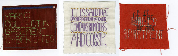From 'Embroidered Digital Commons' by Ele Carpenter, 2009-2012
