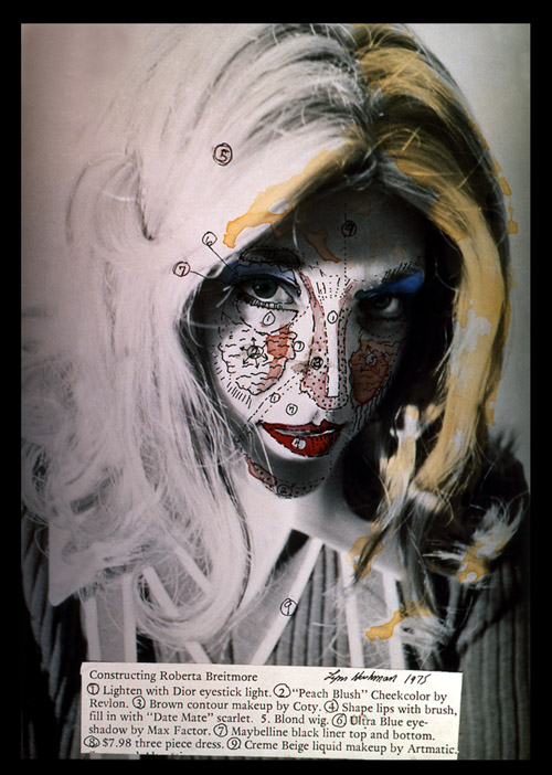 Lynn Hershman, "Roberta Breitmore", 1974-78. "External Transformations: Roberta's Construction Chart, No. 1", Dye Transfer print, 40" x 30", 1975. Courtesy of Lynn Hershman Leeson