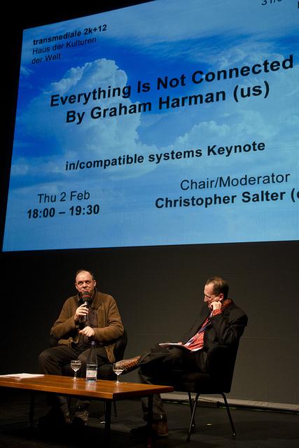 Graham Harman in coversation with Christopher Salter, transmediale 2k+12 © Genz