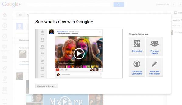 screen shot, Google Plus product tour (captured 2012).
