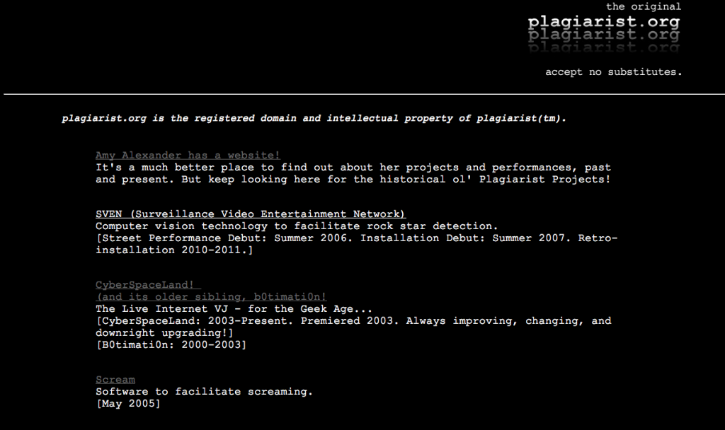 Screenshot of Plagarist.org from sometime in 1999.
