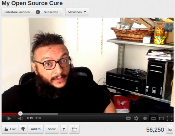 Iaconesi's video on Youtube "My Open Source Cure". Click above image to watch video.