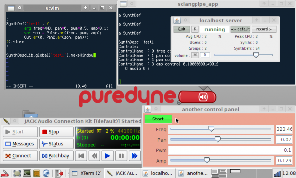 SuperCollider and JACK control on Puredyne http://puredyne.org/index.html