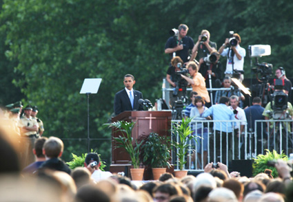 Barack Obama's speech in Germany in front of Berlin's Siegessäule. July 24th 20