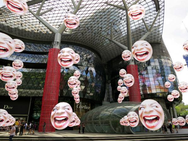 Tamiko Thiel. ARt Critic Face Matrix" at Ion Orchard, Orchard Road, Singapore, (DAW Singapore 2013)