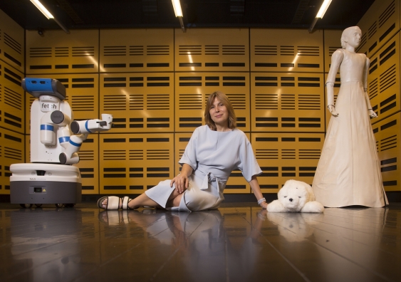 Professor Mari Velonaki and friends in the Creative Robotics Lab. Photo: Quentin Jones