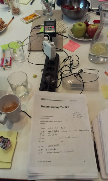 Work table for the Habbakuk expert meeting at OS Kantine, Budapest