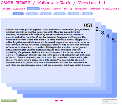  McKenzie Wark's GAM3R 7H30RY 1.1, the networked book launched May 22, 2006.