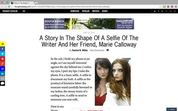 A Story In The Shape Of A Selfie Of The Writer And Her Friend, Marie Calloway by