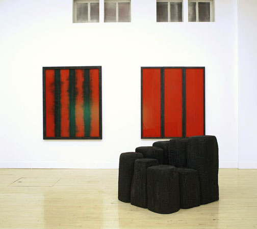 Installation view of David Nash: New Work, October 9 – November 8, 2008 at Haines Gallery.