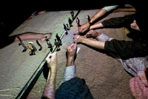 Rafael Lozano-Hemmer, "Sandbox, Relational Architecture 17", 2010. Glow Festival, Santa Monica, USA. Photo by: Antimodular Research.