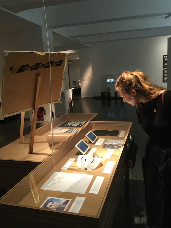 Display cases showing Luther Blissett and Anonymous (front), and  Netzpolitik (back).