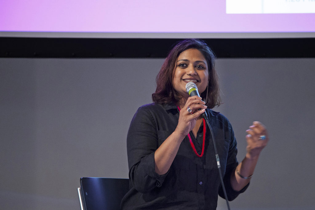 Maya Indira Ganesh during her lecture part of “AI FOR THE PEOPLE: AI Bias, Ethics & the Common Good” 