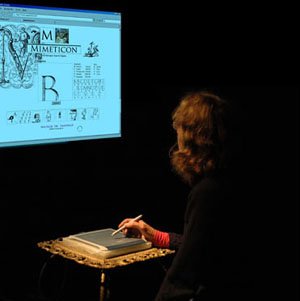 Lady looking at the Mimeticon artwork on a screen