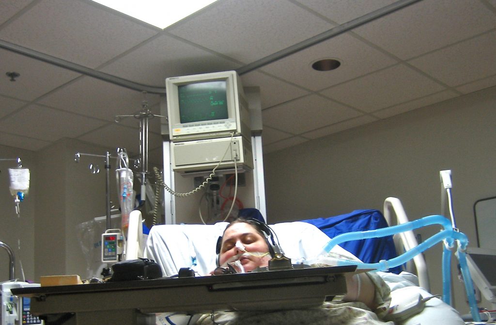 Millie in the ICU.  Millie wanted her mother to photograph her and all of the equipment being used to keep her alive