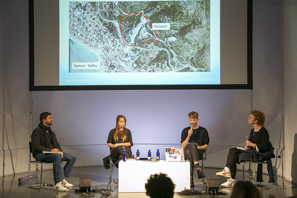  Roberto Perez-Rocha (left), Sally Hayden ,Philipp Schönberger and Franziska Schmidt during the panel on the first day “Migration, Failing Policies & Human Rights Violations”