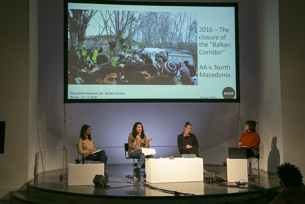 Likhita Banerji (left), Hanaa Hakiki, Nicole Vögele and Dimitra Andritsou during the panel “Illegal Pushbacks and Border Violence”