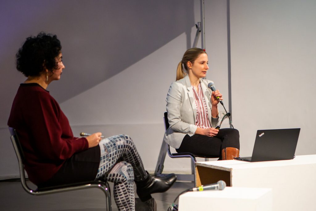 Azadê Peşmen and Josephine Ballon during the panel discussion "Hate Speech & Human Rights"